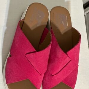 Women's Pink Suede Slide Sandals